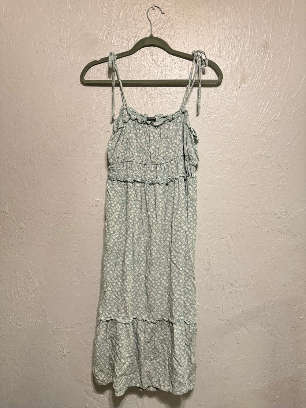 wild fable Sage Green Floral Midi Dress with Tie Straps